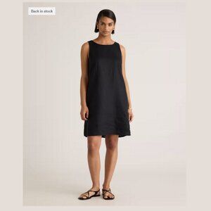 Quince 100% European Linen Tank Mini Dress Black XS New With Tags Quiet Luxury